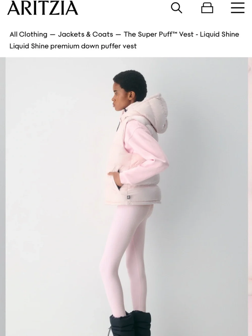 Aritzia Super Puff Vest in Light Pink - Picture 2 of 4